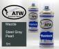Preview: Mazda, Steel Gray Pearl, 1H: 400ml Sprühdose + 400ml Klarlack - Set, von ATW Autoteile West.